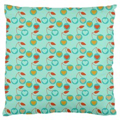 Light Teal Heart Cherries Large Cushion Case (two Sides) by snowwhitegirl