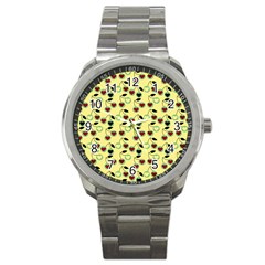 Yellow Heart Cherries Sport Metal Watch