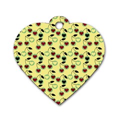 Yellow Heart Cherries Dog Tag Heart (One Side)