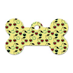 Yellow Heart Cherries Dog Tag Bone (Two Sides)