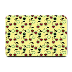 Yellow Heart Cherries Small Doormat  by snowwhitegirl