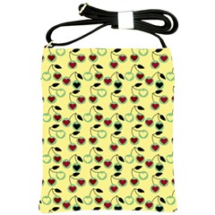 Yellow Heart Cherries Shoulder Sling Bags by snowwhitegirl