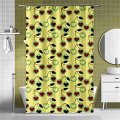 Yellow Heart Cherries Shower Curtain 48  X 72  (small)  by snowwhitegirl