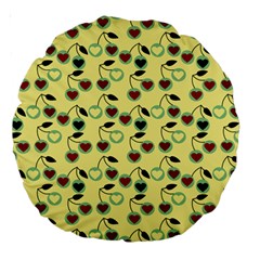 Yellow Heart Cherries Large 18  Premium Round Cushions by snowwhitegirl