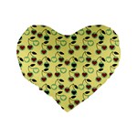 Yellow Heart Cherries Standard 16  Premium Heart Shape Cushions Back