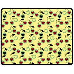 Yellow Heart Cherries Double Sided Fleece Blanket (medium)  by snowwhitegirl