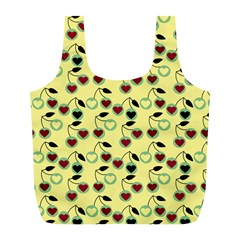 Yellow Heart Cherries Full Print Recycle Bags (L) 