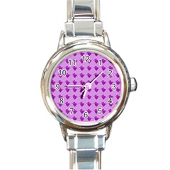 Punk Heart Violet Round Italian Charm Watch by snowwhitegirl