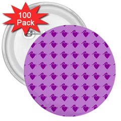 Punk Heart Violet 3  Buttons (100 Pack)  by snowwhitegirl