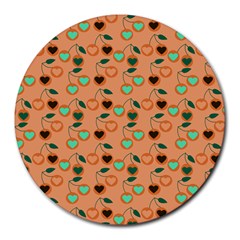 Peach Cherries Round Mousepads