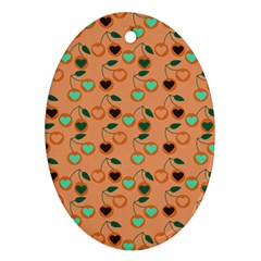 Peach Cherries Ornament (Oval)