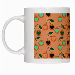 Peach Cherries White Mugs