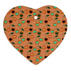 Peach Cherries Heart Ornament (Two Sides)