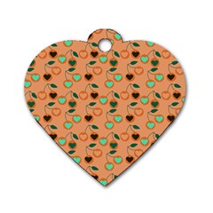 Peach Cherries Dog Tag Heart (One Side)