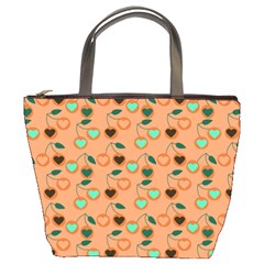 Peach Cherries Bucket Bags