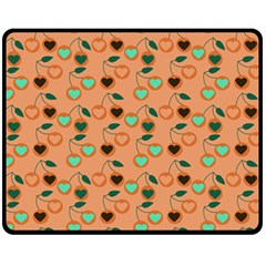 Peach Cherries Fleece Blanket (Medium) 