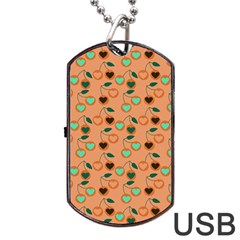 Peach Cherries Dog Tag USB Flash (Two Sides)