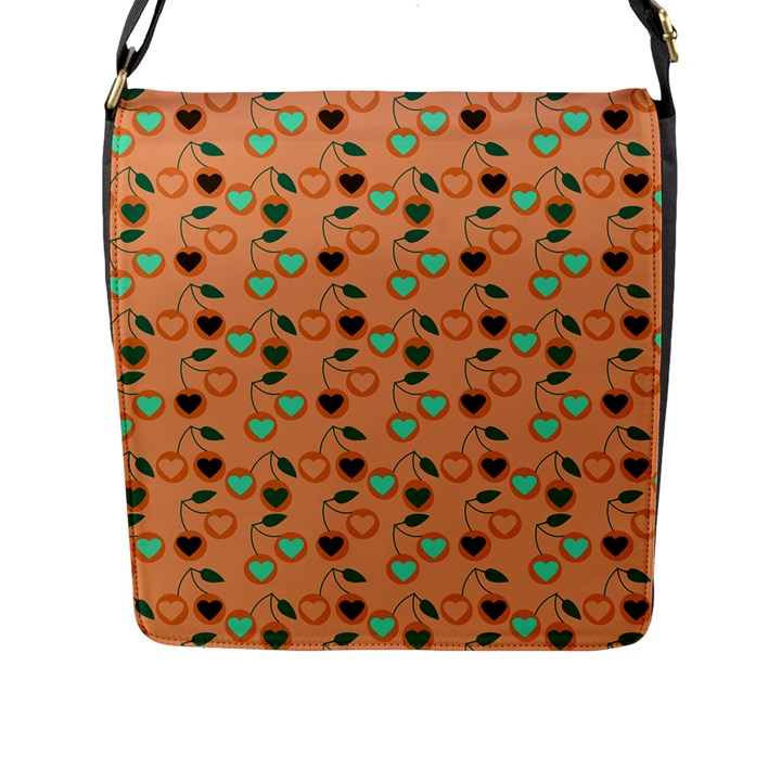 Peach Cherries Flap Messenger Bag (L) 