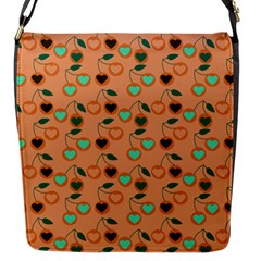 Peach Cherries Flap Messenger Bag (S)