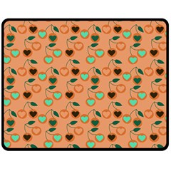 Peach Cherries Double Sided Fleece Blanket (Medium) 