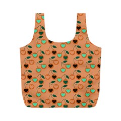 Peach Cherries Full Print Recycle Bags (M) 