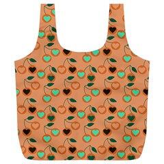 Peach Cherries Full Print Recycle Bags (L) 