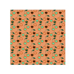 Peach Cherries Small Satin Scarf (Square)