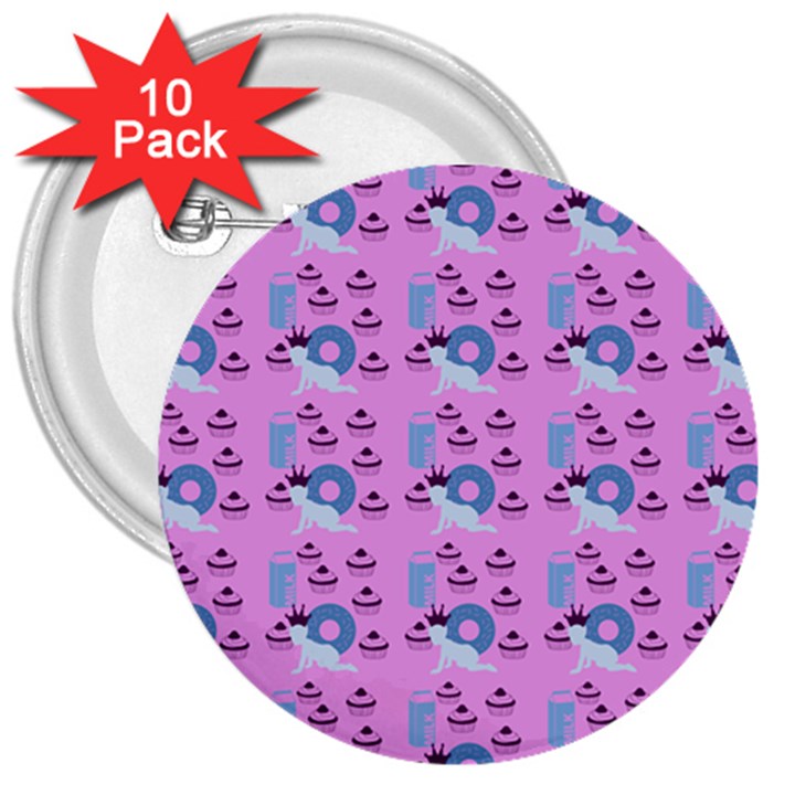 Punk Baby Pink 3  Buttons (10 pack) 