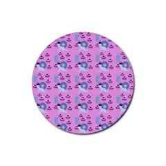 Punk Baby Pink Rubber Round Coaster (4 Pack)  by snowwhitegirl