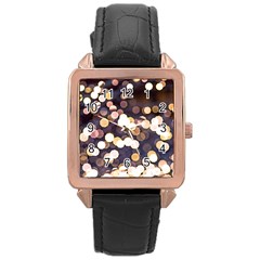 Bright Light Pattern Rose Gold Leather Watch  by FunnyCow