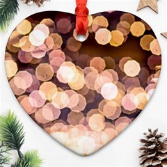 Warm Color Brown Light Pattern Ornament (heart) by FunnyCow