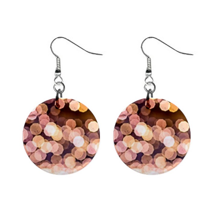 Warm Color Brown Light Pattern Mini Button Earrings