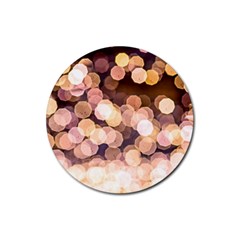 Warm Color Brown Light Pattern Rubber Round Coaster (4 Pack)  by FunnyCow