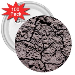 Earth  Dark Soil With Cracks 3  Buttons (100 Pack)  by FunnyCow