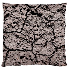 Earth  Dark Soil With Cracks Large Flano Cushion Case (one Side) by FunnyCow