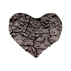 Earth  Dark Soil With Cracks Standard 16  Premium Flano Heart Shape Cushions by FunnyCow