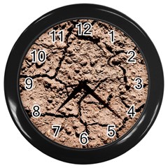 Earth  Light Brown Wet Soil Wall Clock (black) by FunnyCow