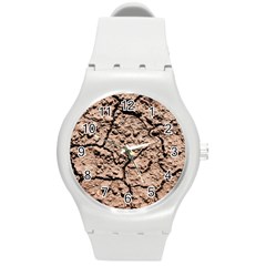 Earth  Light Brown Wet Soil Round Plastic Sport Watch (m) by FunnyCow