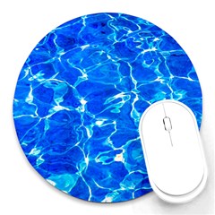 Blue Clear Water Texture Round Mousepads by FunnyCow