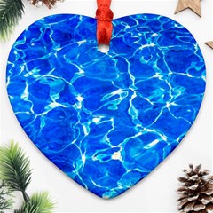 Blue Clear Water Texture Ornament (heart) by FunnyCow