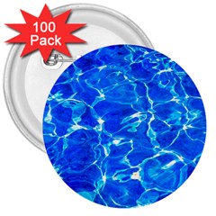 Blue Clear Water Texture 3  Buttons (100 Pack)  by FunnyCow