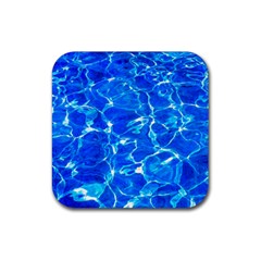 Blue Clear Water Texture Rubber Coaster (square)  by FunnyCow