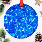 Blue Clear Water Texture Round Ornament (Two Sides) Back