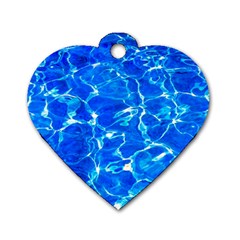 Blue Clear Water Texture Dog Tag Heart (one Side) by FunnyCow