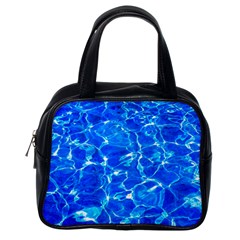 Blue Clear Water Texture Classic Handbags (one Side)