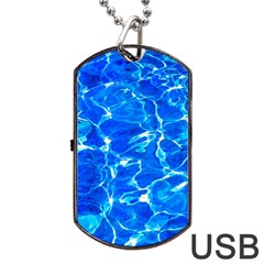 Blue Clear Water Texture Dog Tag Usb Flash (two Sides) by FunnyCow