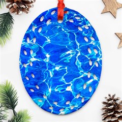 Blue Clear Water Texture Oval Filigree Ornament (two Sides) by FunnyCow