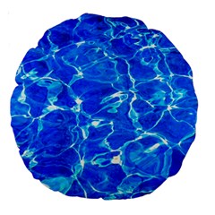 Blue Clear Water Texture Large 18  Premium Round Cushions by FunnyCow