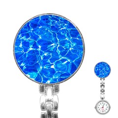 Blue Clear Water Texture Stainless Steel Nurses Watch by FunnyCow