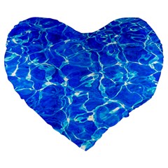 Blue Clear Water Texture Large 19  Premium Flano Heart Shape Cushions by FunnyCow